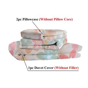 Ensemble de housse de couette florale rose printanière 3 pièces pour adultes, femmes, chambre à coucher, literie avec 2 taies d'oreiller, taille double - Product Image 3