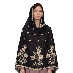 Pañuelo Hijab de Chifón para Mujer al por Mayor, Bordado Floral, Borde Festoneado, Ligero, Transpirable, Modesto, Venta al por Mayor OEM - Product Image 1