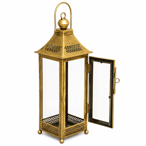 <b>Vintage</b> Iron <b>Lantern</b> with Glass Panels | Decorative Metal Candle <b>Lantern</b> | Handmade Hanging & Tabletop <b>Lantern</b> | - Product Image 4