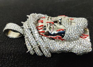 จี้พระเยซูแบบแข็งแรงทนทานประดับเพชรโมอิสซาไนต์ สไตล์ฮิปฮอปสำหรับผู้ชาย ชุบเงิน ดีไซน์หรูหรา - Product Image 2