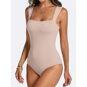 Body côtelé tendance en mélange de coton doux, ajusté, une pièce, décontracté, haut de mode, fabricant de body gainant sans couture pour femme - Product Image 2
