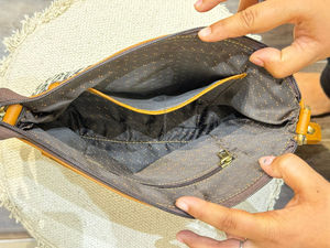 Sac à bandoulière en cuir recyclé occidental pour femmes élégantes Sac à bandoulière à fermeture éclair doublé en nylon multicolore unique Vente à chaud - Product Image 6