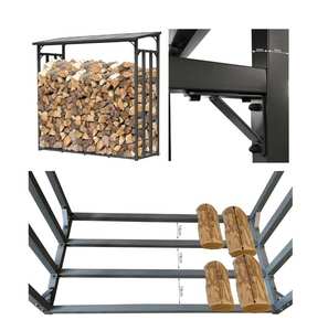 Support à bois de chauffage en aluminium avec protection contre les intempéries, pour l'intérieur, dimensions 70x185x185cm, style classique PHU LINH, pour ensembles de jardin et foyer - Product Image 1