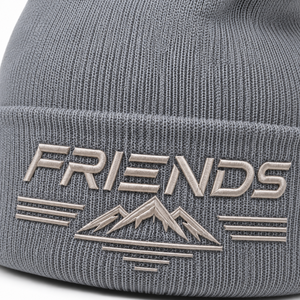 Embroidered Beanie Hat Gray Unisex Casual Winter <b>Cap</b> with <b>Mountain</b> Logo Design - Product Image 6