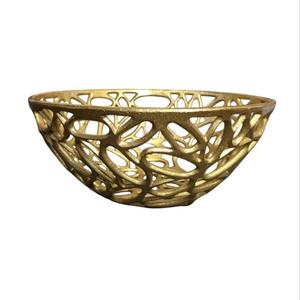 Cuencos de metal con diseño floral y base de pedestal para decoración de mesa en bodas, uso en ocasiones especiales, cuenco de lujo para frutas y ensaladas de calidad alimentaria. - Product Image 2