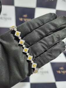 Bracelet Chaîne Tennis Classique en Argent Sterling 925 avec Moissanite Jaune de Luxe pour Femme, Idéal pour Mariages et Soirées - Product Image 1