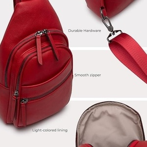 Bolso Bandolera Moderno de Cuero Rojo para Mujer, Bolso de Pecho con Múltiples Bolsillos, Herrajes Duraderos, MOQ Bajo - Product Image 3