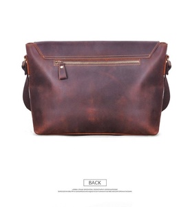 Sac messager en cuir véritable de haute qualité, écologique, vintage, imperméable, avec logo personnalisé, sac bandoulière - Product Image 4