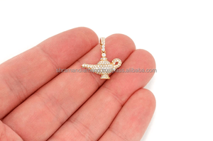 Trendy Vintage Charm 10K Gold Brilliant Cut Lab Grown Diamond Pendant Custom Iced Unique Magic Lamp Minimalist Fine Jewelry Gift - Product Image 5