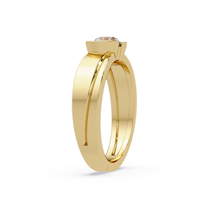 <b>Fine</b> Jewelry 14K Pure Gold Half Bezel Round Brilliant cut Lab Grown Diamond Engagement <b>Ring</b> Tension Set Solitaire Wedding <b>Rings</b> - Product Image 3