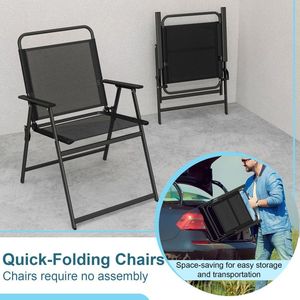 3-Piece Folding Patio Garden Set Conversation Chairs and <b>Table</b> for <b>Outdoor</b> Entertaining - Product Image 5