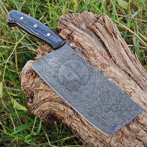 Couteau de boucher Damas forgé à la main, lame pleine en acier Damas, hachoir de cuisine pour chef, lame de 7 pouces, ambidextre, motif goutte de pluie - Product Image 5