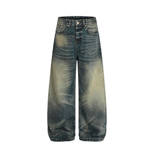 Pantalon en jean pour homme, coupe droite, délavé, personnalisé, style streetwear, effet soleil éclairé - Product Image 2