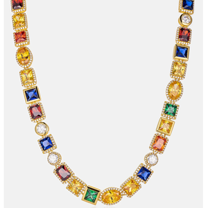 Collier unisexe en argent plaqué or 18 carats avec moissanite taille baguette, serti griffe, design géométrique vintage, pour mariage - Product Image 4