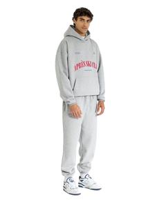 เสื้อมีฮู้ดผ้าคอตตอนสีเทา450 GSM ทรงโอเวอร์ไซส์พิมพ์ลายระบายอากาศเปิดไหล่ตกสำหรับฤดูหนาวกำหนดเองได้ - Product Image 1