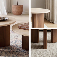 Ensemble de table basse ronde moderne avec base en bois massif et design de rangement, marque Deluxstar, garantie de 3 ans pour le salon, l'angle canapé