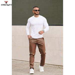 กางเกงหนังทรงขาบานสไตล์ลำลองสำหรับผู้ชายแฟชั่นสตรีทแวร์สีพื้นกันน้ำระบายอากาศได้ดีเป็นมิตรกับสิ่งแวดล้อม - Product Image 4