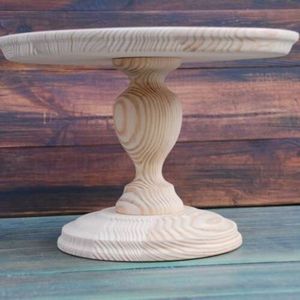 Classic Handmade Durable Round Wooden <b>Cake</b> <b>Stand</b> with Natural Wood Grain Finish for Festive Dessert Table Arrangement - Product Image 1