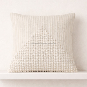 Tufted Boho Cushion Cover Handmade Cotton Designer Pillow with Hidden Zipper and Decorative Pillowslip 18x18 for Living Room - Product Image 6