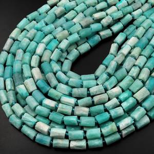 Perles d'Amazonite Naturelle du Pérou Facettées Mat Tubulaires Bleu Vert Aqua pour Bijoux et Fournitures de Bricolage - Product Image 6