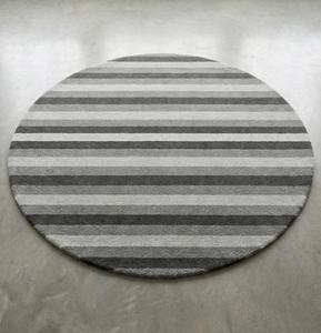 Modern Minimalist <b>Wool</b> Striped Anti-Slip Soft Tufted Grey Charcoal White Circle Area Rug Living Room Bedroom Decor - Product Image 1