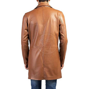 Manteau en cuir classique pour homme, style long élégant, matière confortable et durable, idéal pour les tenues d'hiver et les occasions formelles - Product Image 2