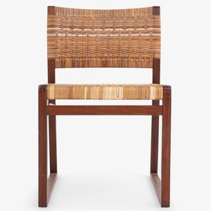 Modern Teak Dining Chair Featuring Curved <b>Backrest</b> and Rattan Seat – Durable Solid Wood Chair for Indoor & Commercial Use - Product Image 6