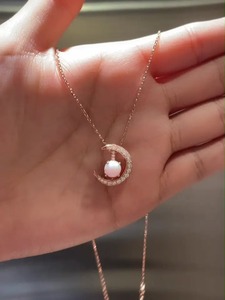 New Design 925 Moissanite Rose Gold <b>Moon</b> Design 1.0 Carat Round Cut Pendant <b>Necklace</b> in Sterling Silver for Women's India - Product Image 4