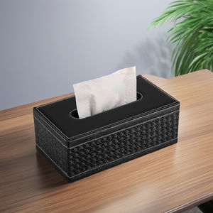 Boîte à mouchoirs en cuir à motif noir - Product Image 1