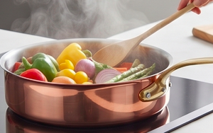 Copper Sauce <b>Pan</b> With Lid And Brass <b>Handle</b> Minimalist Design Heat Resistant For Kitchen Use And Gas Use - Product Image 4