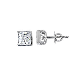 LUXURY WOMEN 925 STERLING <b>SILVER</b> <b>STUD</b> EARRINGS HIGH CARBON DIAMOND PERFECT JEWELRY GIFT FOR BLACK TIE EVENTS ANNIVERSARY PARTY - Product Image 1