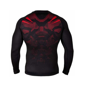 Camiseta de Compresión de Manga Larga para Hombre, para MMA y BJJ, con Estampado de Llamas Rojas y Negras, UPF50+, de Secado Rápido - Product Image 2