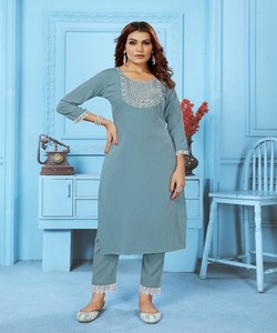 Fancy Rinkal Cotton Embroidery Work Top Pant Set 85233 Salasar Goldy Vol-1 Women Traditional Wear Wedding Outfit - Product Image 1