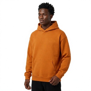 Sweat-shirt à capuche pour homme, couleur unie, coton, molleton français, coupe classique, décontracté, pour l'automne, imprimé logo sur le devant - Product Image 1