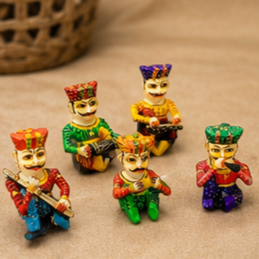Handmade <b>Stone</b> Folk Art Figurine Set <b>Painted</b> Traditional Musician Characters Decorative Collectible Showpiece - Product Image 2