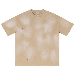 Wholesale Vintage Men's Heavy Craft Sun Fade Wash Gradient Round Neck <b>T</b>-shirt Shorts Set - Product Image 1