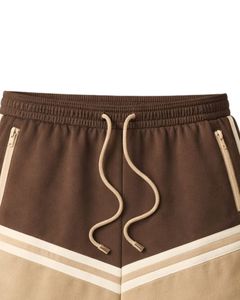 Brown And Khaki Color Block Mens Drawstring Shorts Zipper Pocket Casual Summer Beach <b>Athletic</b> Quick Dry Comfortable Shorts - Product Image 5