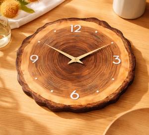 Reloj de pared redondo de madera con diseño de anillo de árbol, silencioso, sin tictac, moderno, rústico, minimalista, decoración para el hogar a precio económico. - Product Image 6