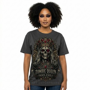 เสื้อยืดกราฟิกผู้หญิงลายพิมพ์ Zombie Rising ผลิตตามสั่ง เสื้อยืดวินเทจแนวสยองขวัญ สตรีทแวร์ เสื้อยืดกราฟิกผ้าฝ้ายสำหรับผู้หญิง - Product Image 5