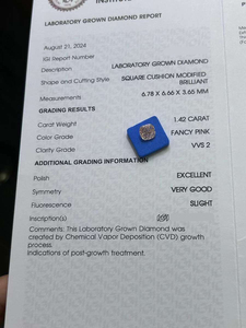 Diamants en vrac de 1,42 ct, taille coussin, pureté VVS, certifiés IGI, diamants roses fantaisie cultivés en laboratoire CVD pour bijoux, vente en gros - Product Image 4