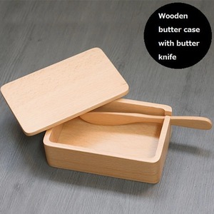 Simple Wooden Butter Dish With Wooden Knife Natural Butter <b>Storage</b> Box Used For Serving Cheese And Spreads From India - Product Image 6