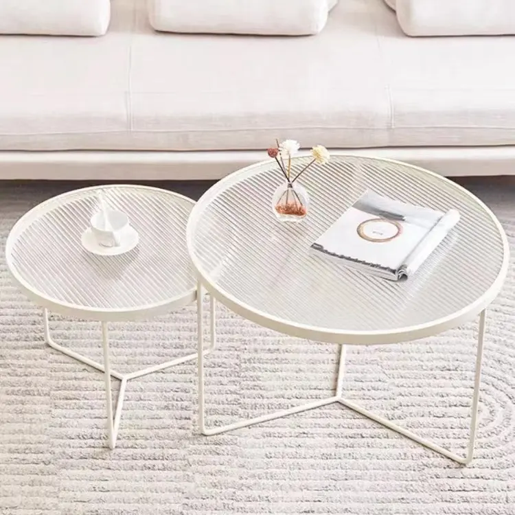 Juegos de muebles para sala de estar SWT, mesas de centro de Metal, mesa de centro de cristal de lujo moderna