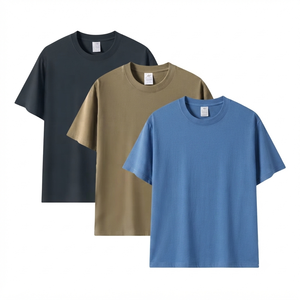 เสื้อยืดคอกลมผ้าฝ้ายสีพื้นแบบเรียบง่ายสำหรับผู้ชาย น้ำหนัก 180 กรัม ทรงโอเวอร์ไซส์ สไตล์สตรีทแวร์ลำลอง สีพื้น แขนสั้น รับผลิตตามสั่งขายส่ง - Product Image 1