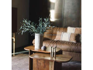 Table basse ovale moderne en bois massif pour salon, table centrale minimaliste en bois, table basse d'appoint rustique, contemporaine 2026 - Product Image 2