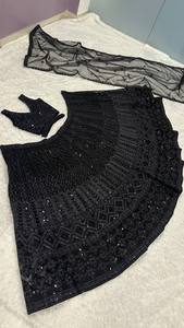 Indian Traditional Stunning Black <b>Net</b> Lehenga with Dori and Sequence Work for Wedding Occasion and Festive Party for Women Wear - Product Image 5