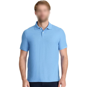 Mens Light <b>Blue</b> Classic <b>Polo</b> <b>Shirt</b> Short Sleeve Pique Cotton Golf T <b>Shirt</b> Custom Logo Slim Fit Plain Casual Wear - Product Image 1