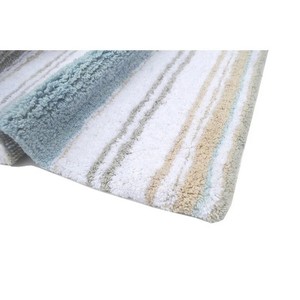 Striped Tufted Bath <b>Mat</b> Rectangle Cotton Non-Slip Rubber Backing Coastal Style Home Use - Product Image 3