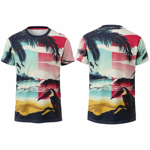 T-shirt Homme Personnalisé à Manches Courtes Col Rond Coupe Classique en Polyester 100% Respirant Écologique Séchage Rapide Impression Sérigraphique Tropicale OEM Privé - Product Image 1