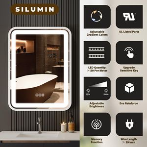 Smart LED Bathroom <b>Vanity</b> Mirror with Light 32x24 Wall-mounted Frame <b>Makeup</b> Mirror Dimmable 3 Color Temperature [U] - Product Image 5
