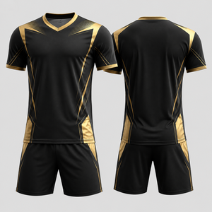 Conjunto de Camiseta de Fútbol con Cuello en V para Hombre, Degradado Azul y Rosa, Manga Corta, Poliéster que Absorbe la Humedad, para Adultos, Todas las Temporadas - Product Image 1